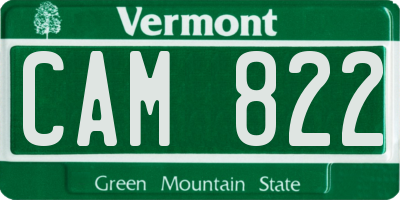 VT license plate CAM822