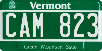 VT license plate CAM823