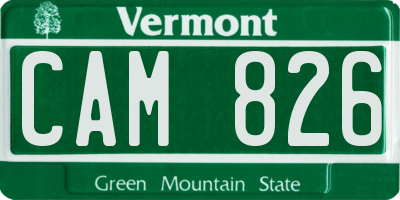 VT license plate CAM826