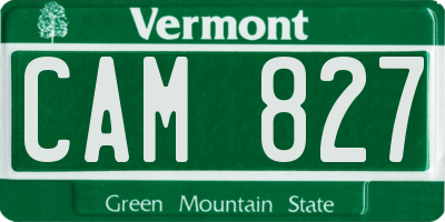 VT license plate CAM827