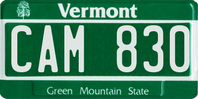 VT license plate CAM830
