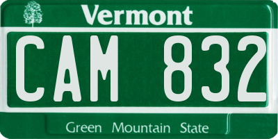 VT license plate CAM832