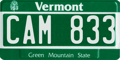 VT license plate CAM833
