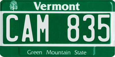 VT license plate CAM835