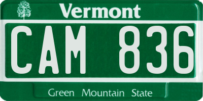 VT license plate CAM836