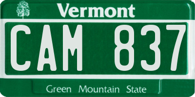 VT license plate CAM837
