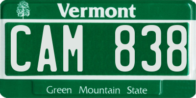 VT license plate CAM838