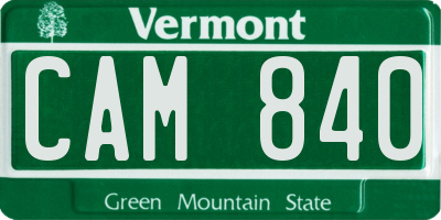 VT license plate CAM840