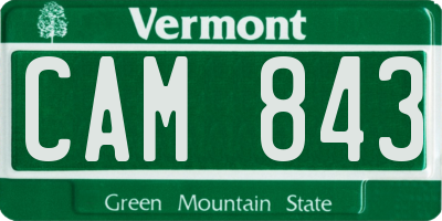 VT license plate CAM843