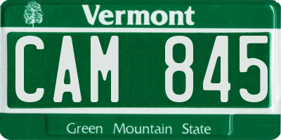 VT license plate CAM845
