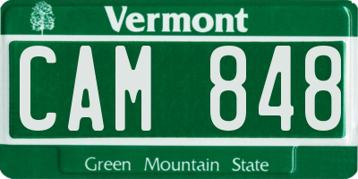 VT license plate CAM848