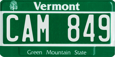 VT license plate CAM849