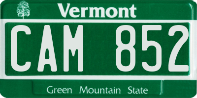 VT license plate CAM852