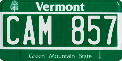 VT license plate CAM857