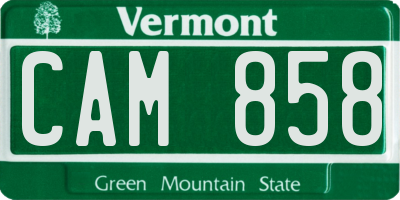 VT license plate CAM858