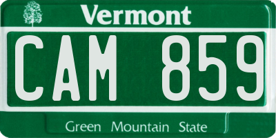 VT license plate CAM859