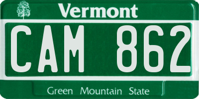 VT license plate CAM862