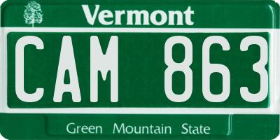 VT license plate CAM863