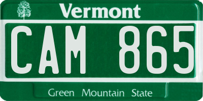 VT license plate CAM865