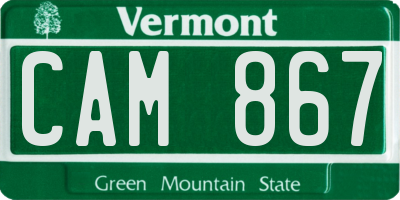 VT license plate CAM867