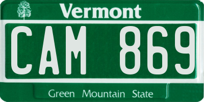 VT license plate CAM869
