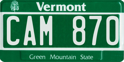 VT license plate CAM870