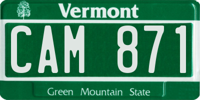 VT license plate CAM871