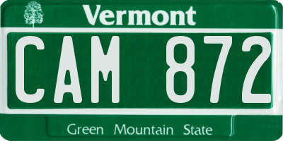 VT license plate CAM872