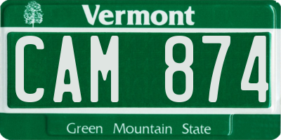 VT license plate CAM874