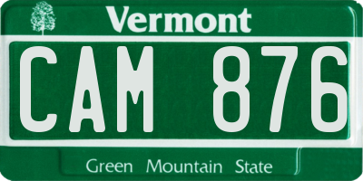 VT license plate CAM876