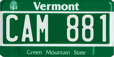 VT license plate CAM881