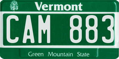 VT license plate CAM883