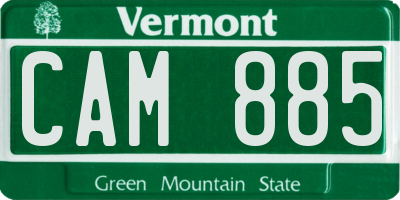 VT license plate CAM885