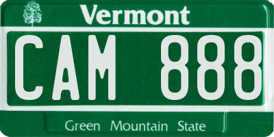 VT license plate CAM888