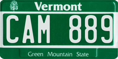 VT license plate CAM889