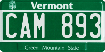 VT license plate CAM893