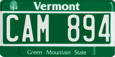 VT license plate CAM894