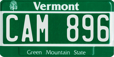 VT license plate CAM896