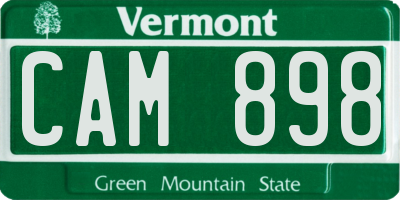 VT license plate CAM898