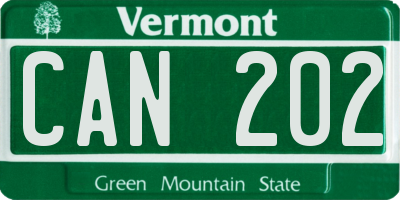 VT license plate CAN202