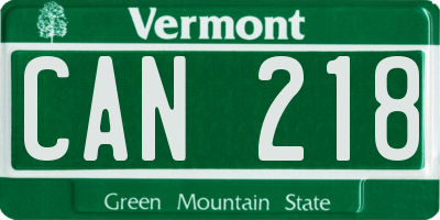 VT license plate CAN218