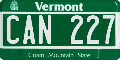 VT license plate CAN227