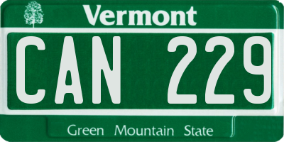 VT license plate CAN229