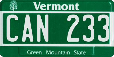 VT license plate CAN233