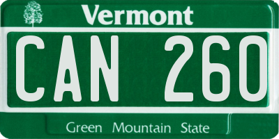 VT license plate CAN260