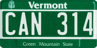VT license plate CAN314
