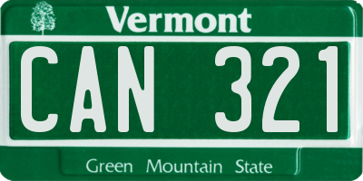 VT license plate CAN321