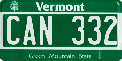 VT license plate CAN332