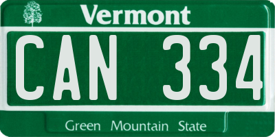 VT license plate CAN334