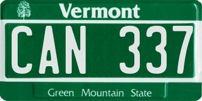 VT license plate CAN337